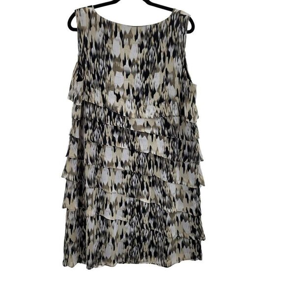 Womens Dressbarn Dress Sheer Flapper Panel Sleeveless Shift Gray Streak 16 - Picture 2 of 5